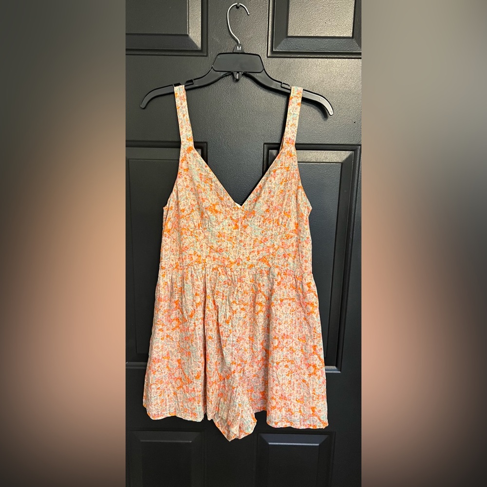 American Eagle Outfitters Orange Floral Romper